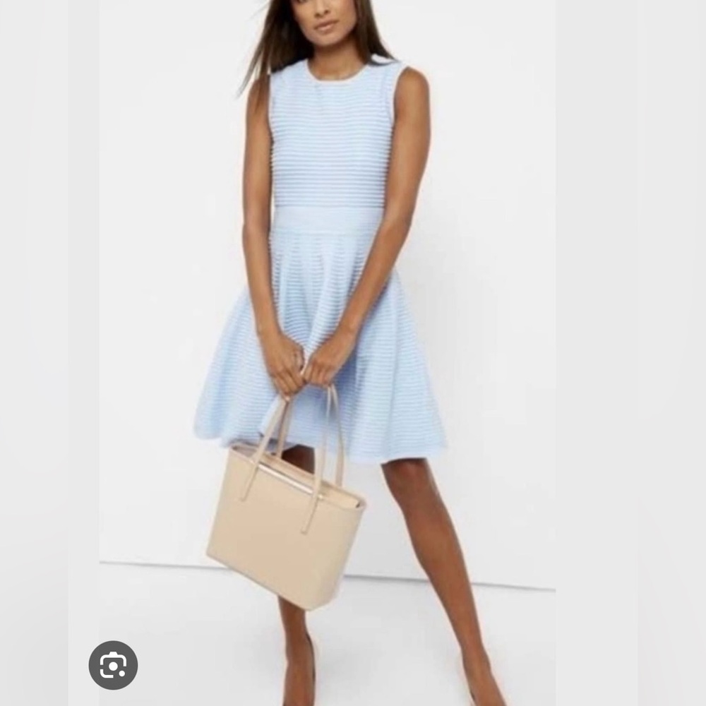 Ted Baker London Nadyne Ottoman Ribbed Fit & Flare Dress in white size 0